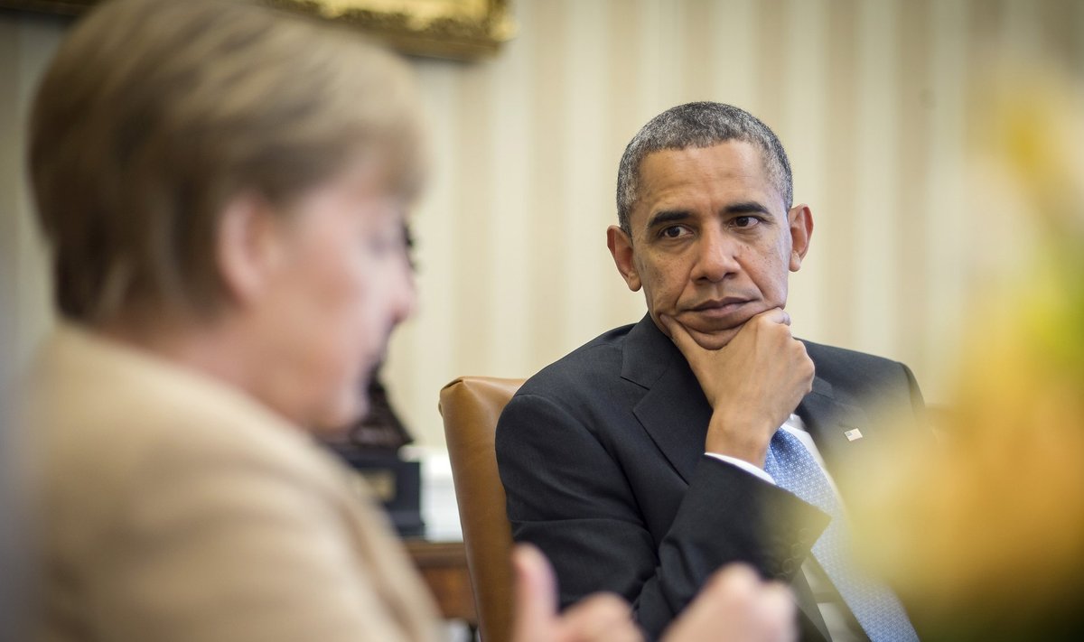U.S. President Obama meets with German Chancellor Merkel to discuss the Ukraine crisis at the White House