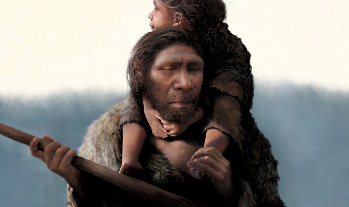 Neandertallasest isa ja tütar - rekonstruktsioon