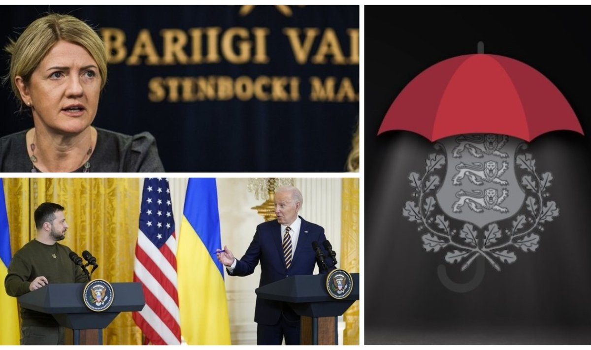 Üleval Eva-Maria Liimets, all Ukraina president Volodõmõr Zelenskõi ja USA president Joe Biden