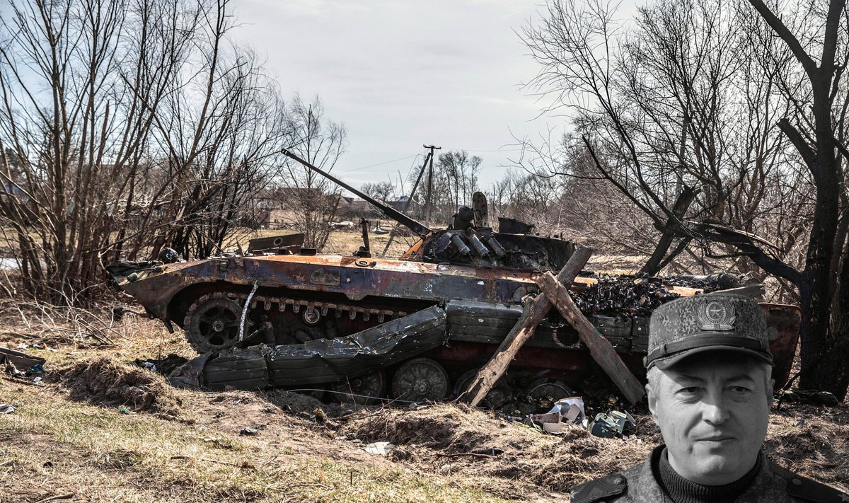 VANARAUD JA SURNUD KINDRAL: Ukrainal on probleem. Vasturünnakuteks on vaja tanke ja palju. Aga saadakse vanarauda nagu pildil olev soomuk BMP-1. Pildil ka Luhanskis surnud Vene kindral Roman Kutuzov.
