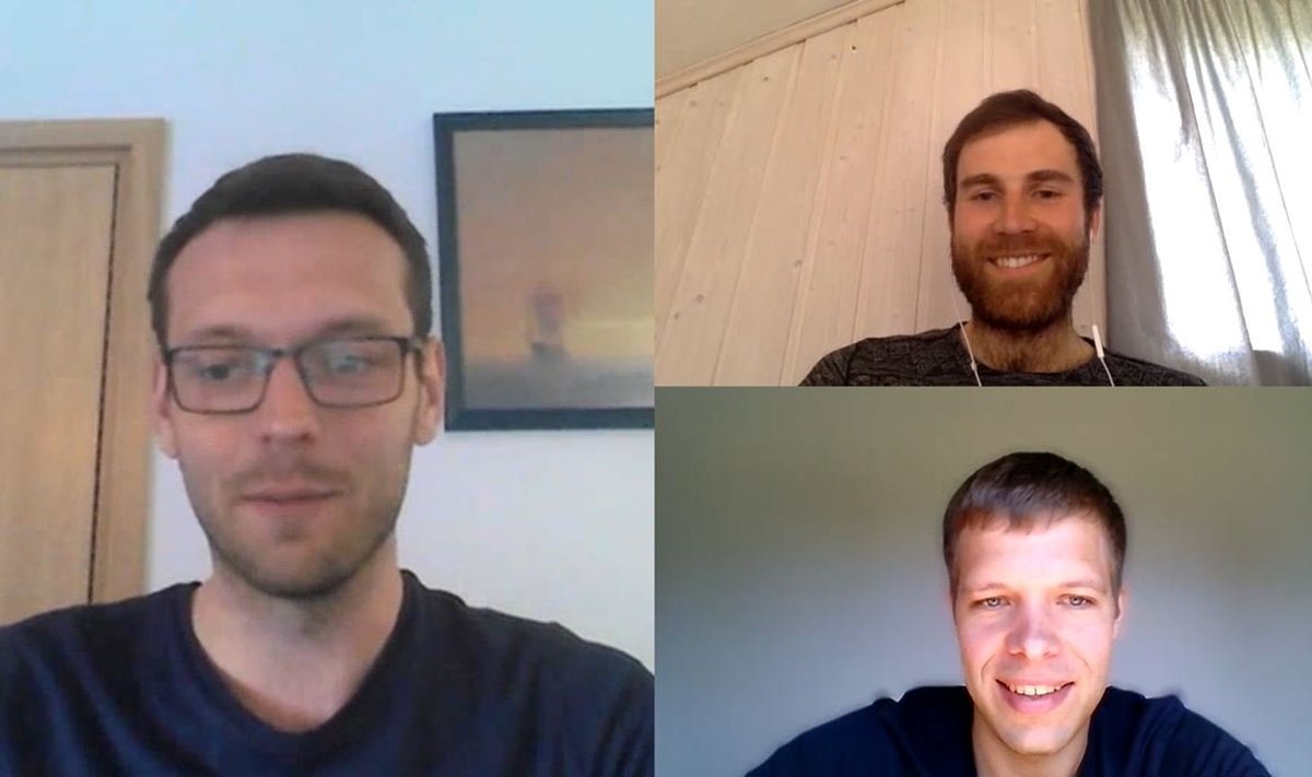 Karl Rinaldo, Andres Toobal ja Martti Juhkami Skype’i teel saadet tegemas.