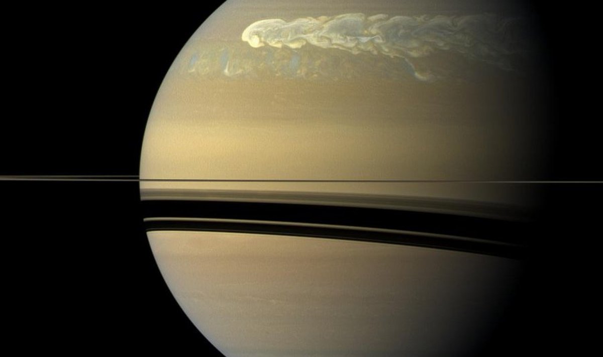 Kosmosesond Cassini pildistas Saturni hiigeltormi 25. veebruaril 2011. Tolleks ajaks oli torm kestnud ligi 12 nädalat. Foto: NASA/JPL-Caltech/SSI