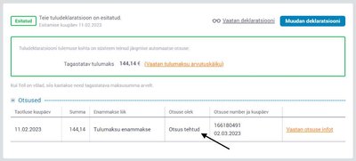 Решение по декларации принято. Возврат можно ождать в следующий рабочий день