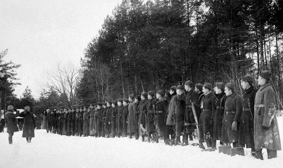 Valvel! Eesti 1. diviisi üks väeosa Viru rindel. Sinna diviisi kuulusid ka Rootsi vabatahtlikud.