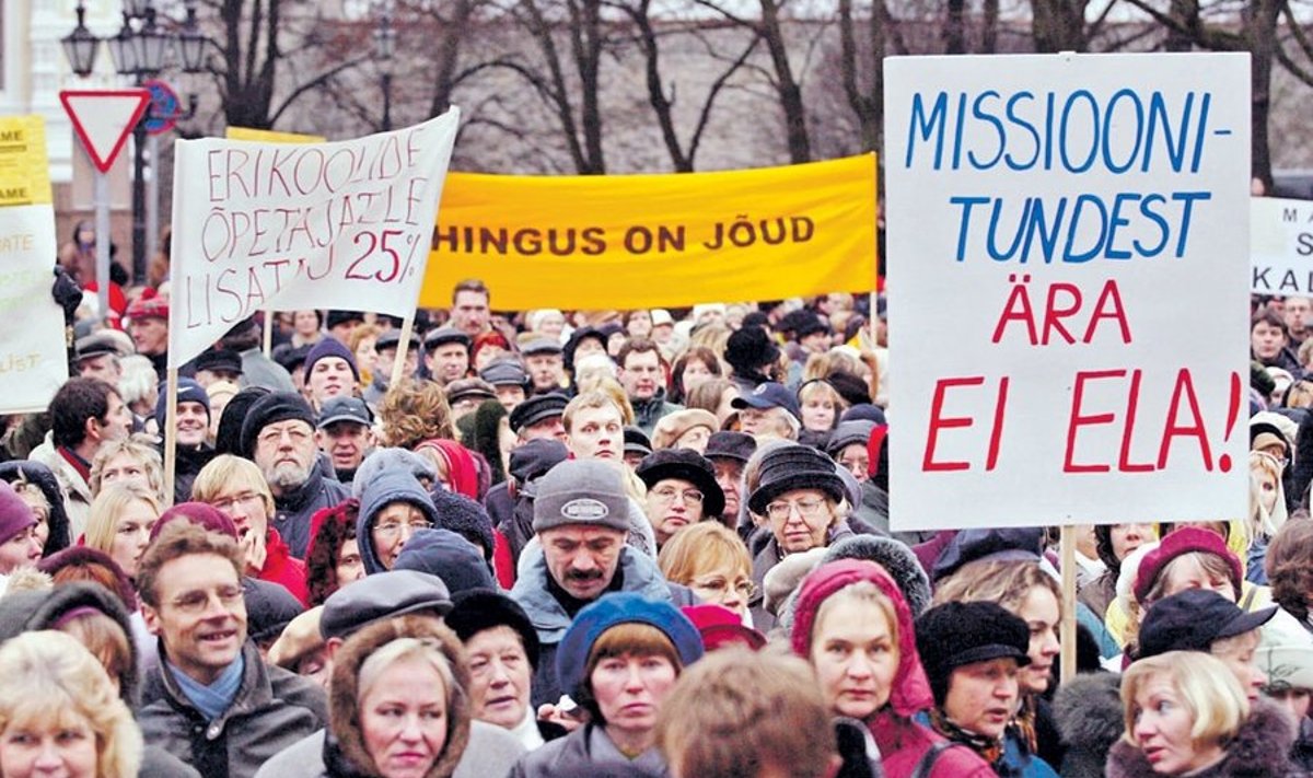 Esimene üleriigiline streik toimus taasiseseisvunud Eestis 4. detsembril 2003. Nüüd tuleb teine. Foto: Rauno Volmar/EPL-arhiiv