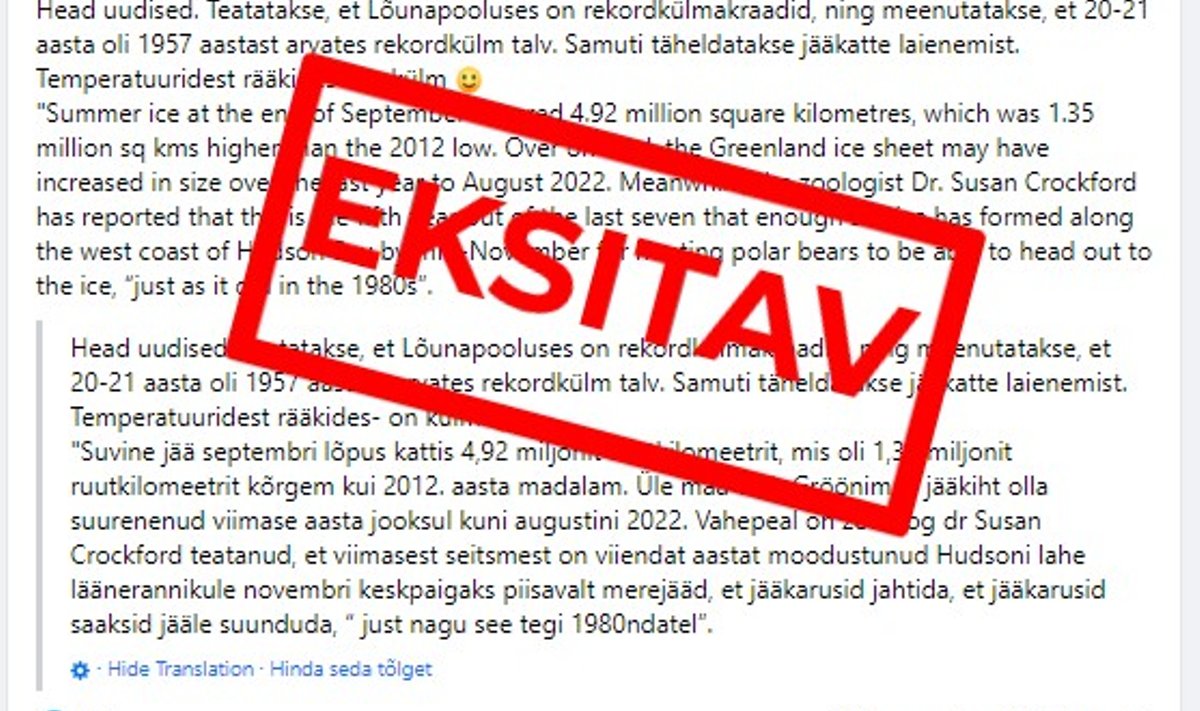 Facebookis levib eksitavinformatsiooni kliimamuutuste kohta