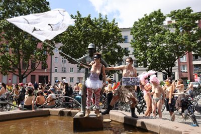 Topless bicycle ride protest in Berlin