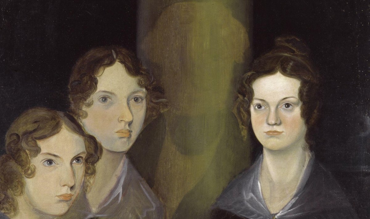 Charlotte, Emily ja Anne Brontë. Maali autor, perepoeg Branwell Brontë maalis algul ennastki õdede vahele, kuid mõtles hiljem ümber ja jättis endast pildile vaid varju.
