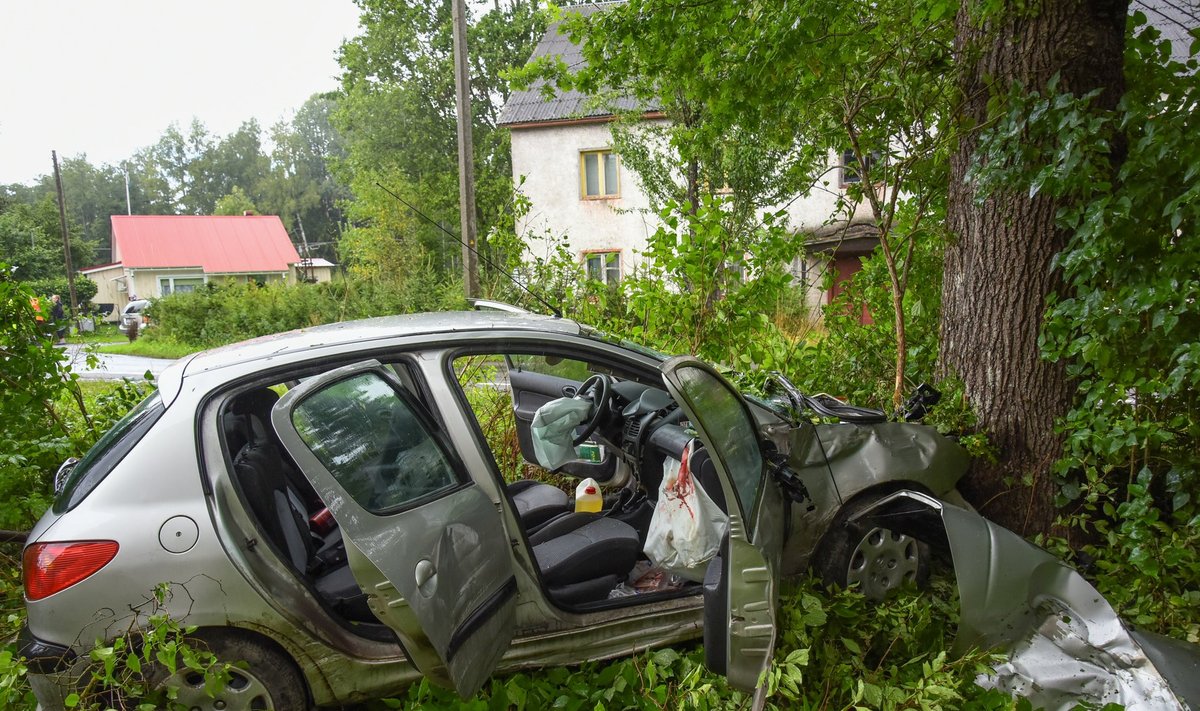 Viljandimaal sõitis auto vastu puud.