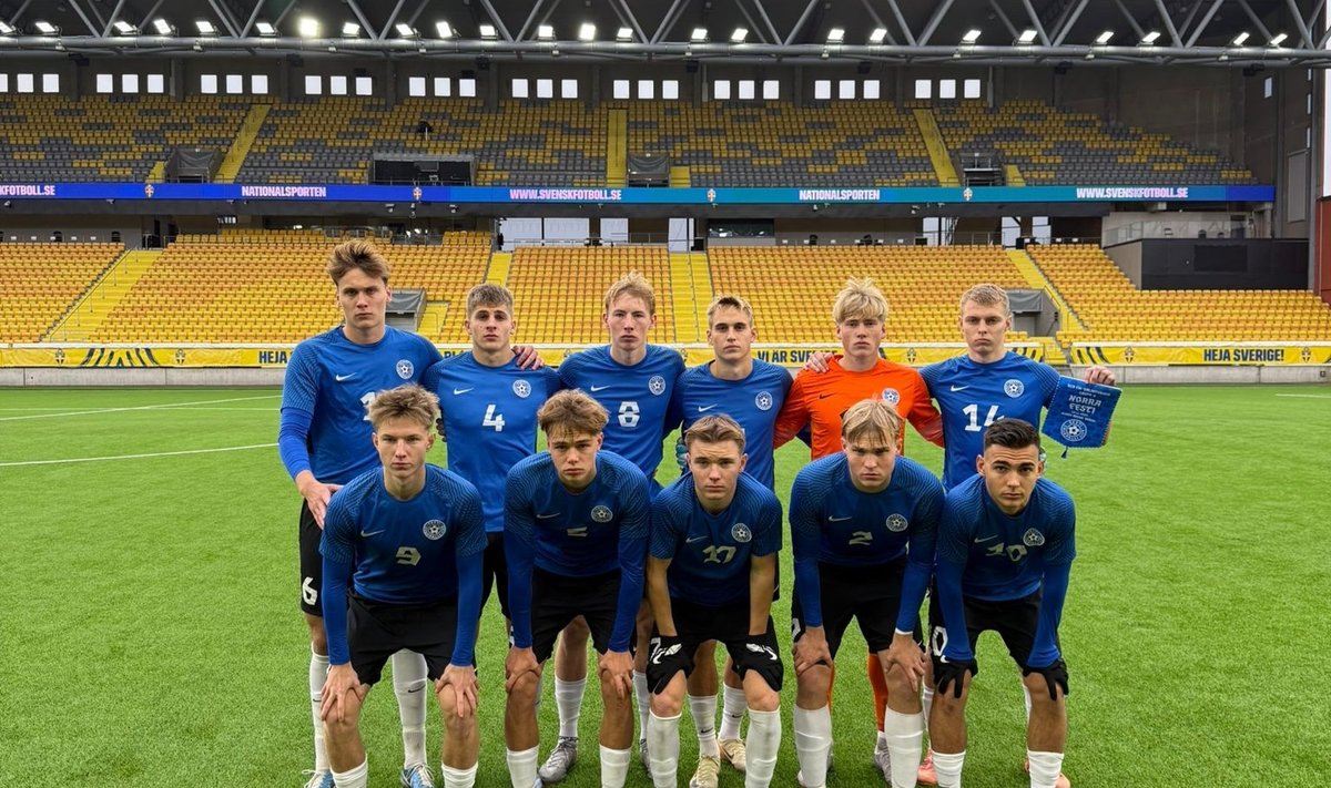 Eesti noormeeste U19 koondise tänane algkoosseis. 