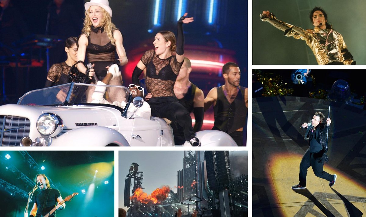 Madonna, Michael Jackson, Metallica, Rammstein ja Robbie Williams on Tallinna lauluväljakul oma sõudega pakkunud publikule kustumatuid elamusi