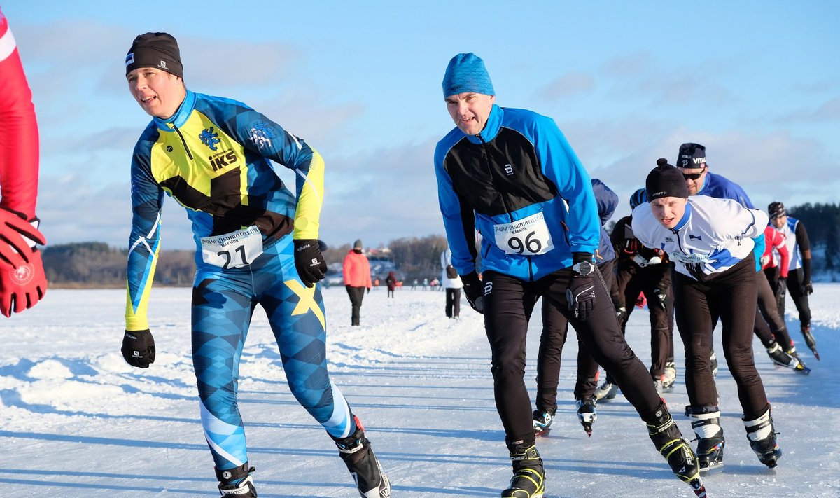 Eesti Vabariigi president Kersti Kaljulaid uisumaratonil