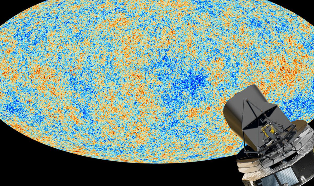 Plancki teleskoop ja universumi kaart. Foto: ESA