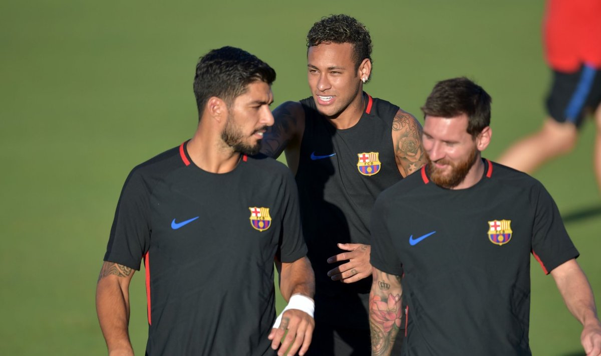 Luis Suarez, Neymar ja Lionel Messi 2017. aastal