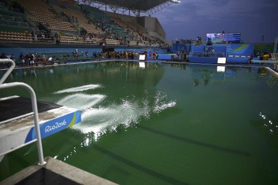 General view of Olympic diving pool at Maria Lenk Aquatics Centre in Rio