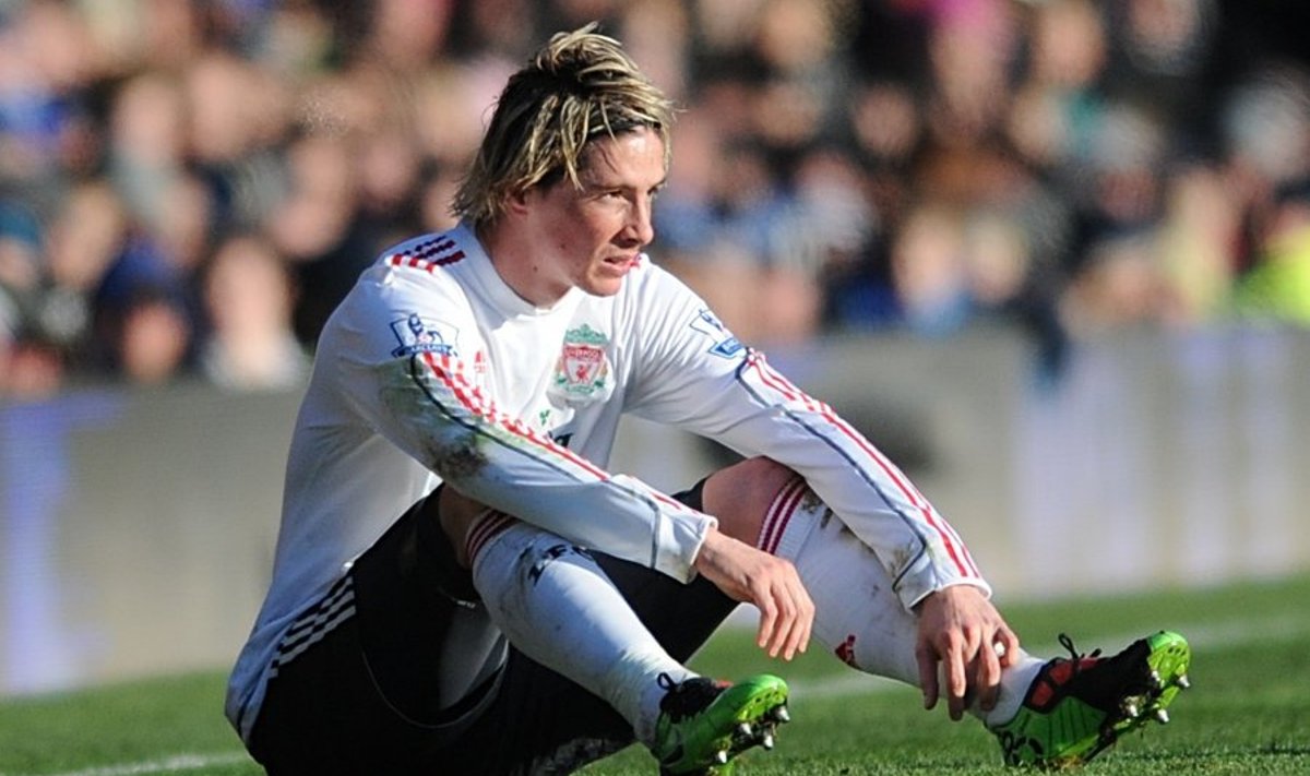 Liverpool's Fernando Torres is left dejected during the game at Fratton Park