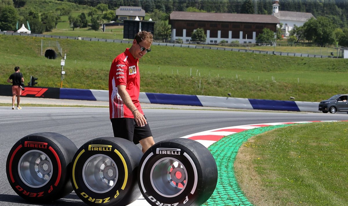 Sebastian Vettel ja Pirelli rehvid Spielbergis Red Bull Ringil.