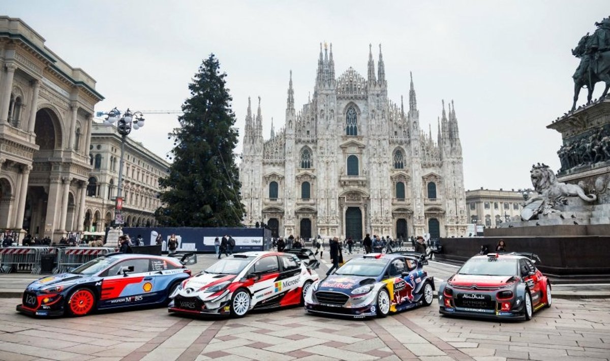 WRC-sarja masinad Hyundai i20, Toyota Yaris, Citroën C3 ja Ford Fiesta