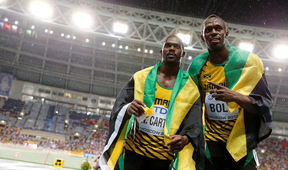 Usain Bolt ja Nesta Carter 2013. aasta Moskva MM-il.