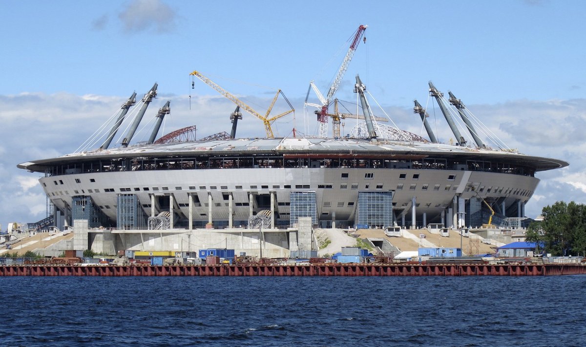 General view of construction of Zenit Arena soccer stadium in St. Petersburg