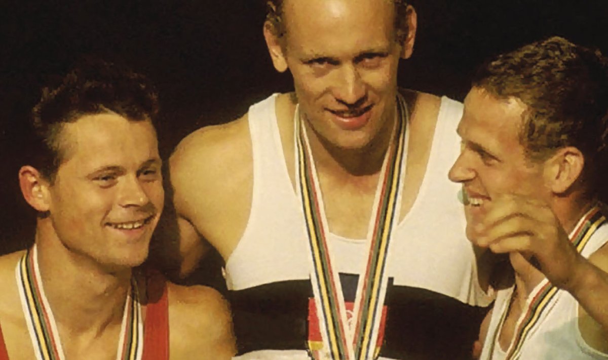 Tokyo olümpiamängude medalimehed Rein Aun, Willi Holdorf ja Hans-Joachim Walde.