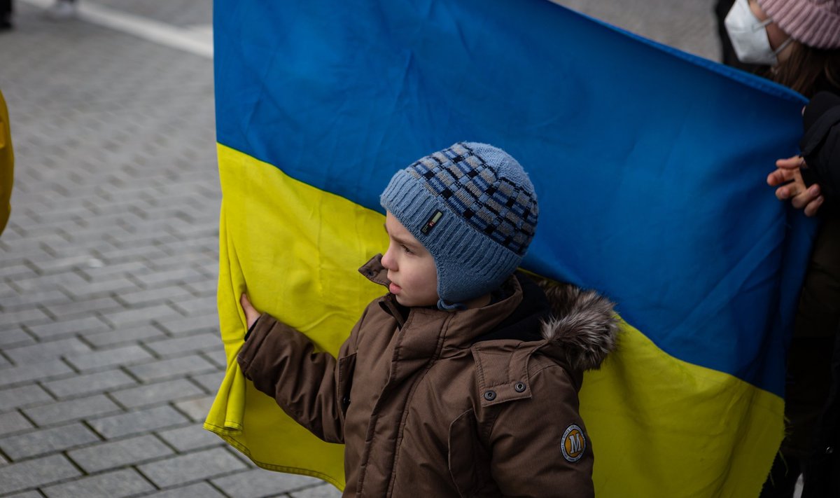 Ukrainas toimuva sõja vastane meeleavaldus Berliinis.