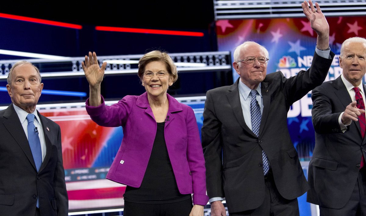 Mike Bloomberg, Elizabeth Warren, Bernie Sanders ja Joe Biden