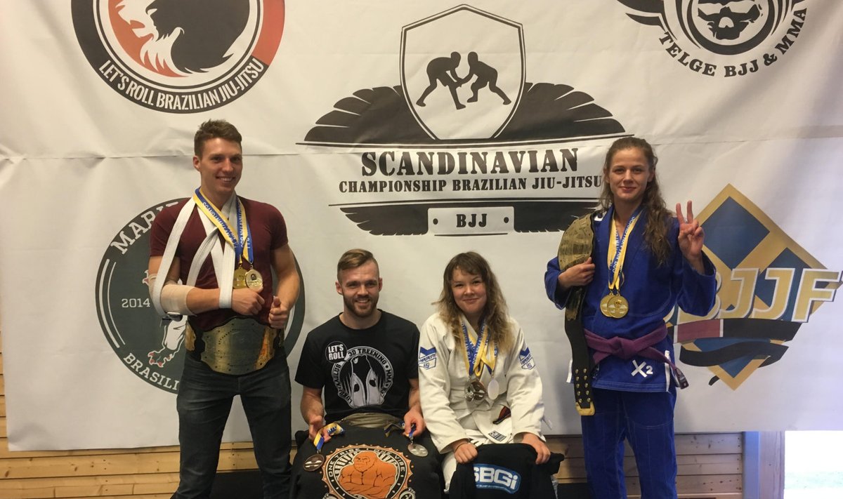 Eesti Brasiilia jiu-jitsu võidukas tiim: Lauri Kütt, Sten Maaslieb, Laura Mallene ja Liisi Vaht