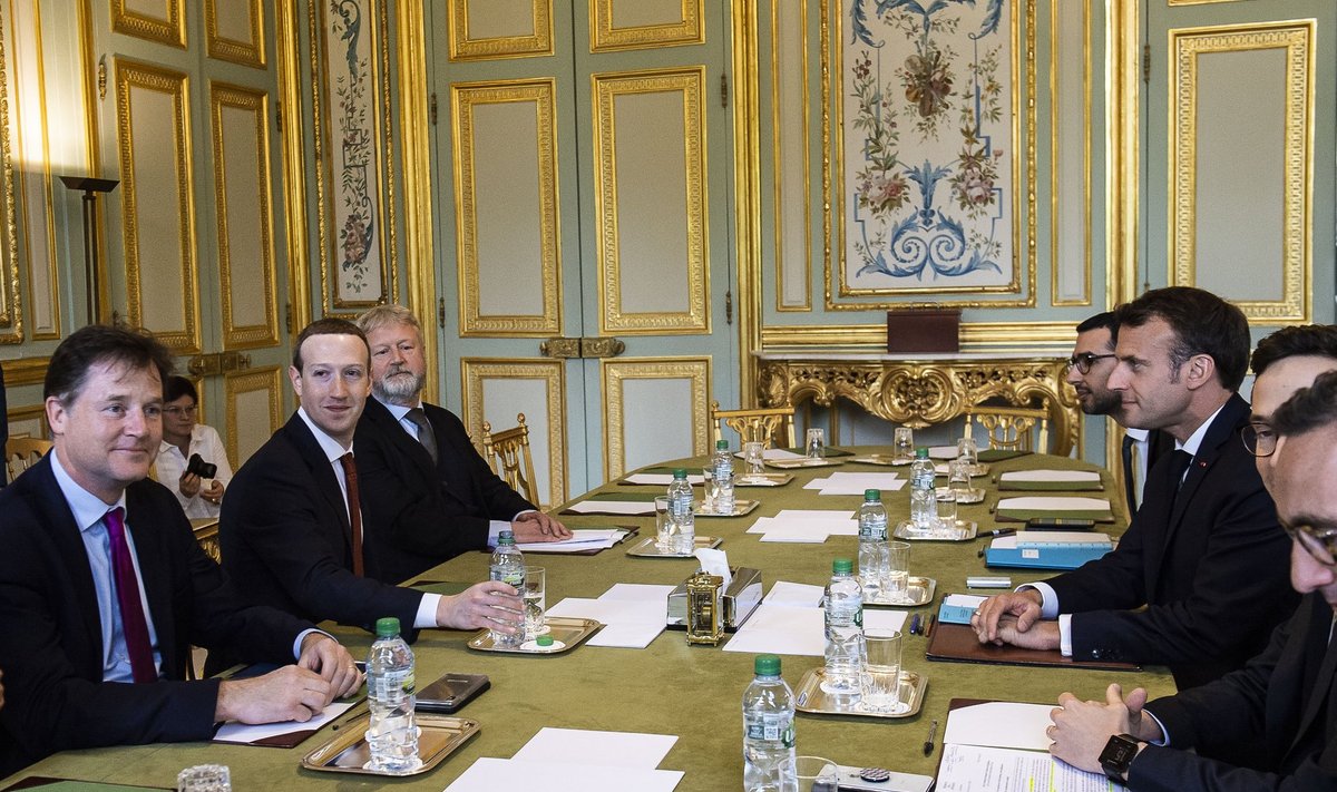 Facebooki juht Mark Zuckerberg (vasakul keskel) hakkab Prantsusmaa valitsusele jagama vihakõnes kahtlustatute isikuandmeid.