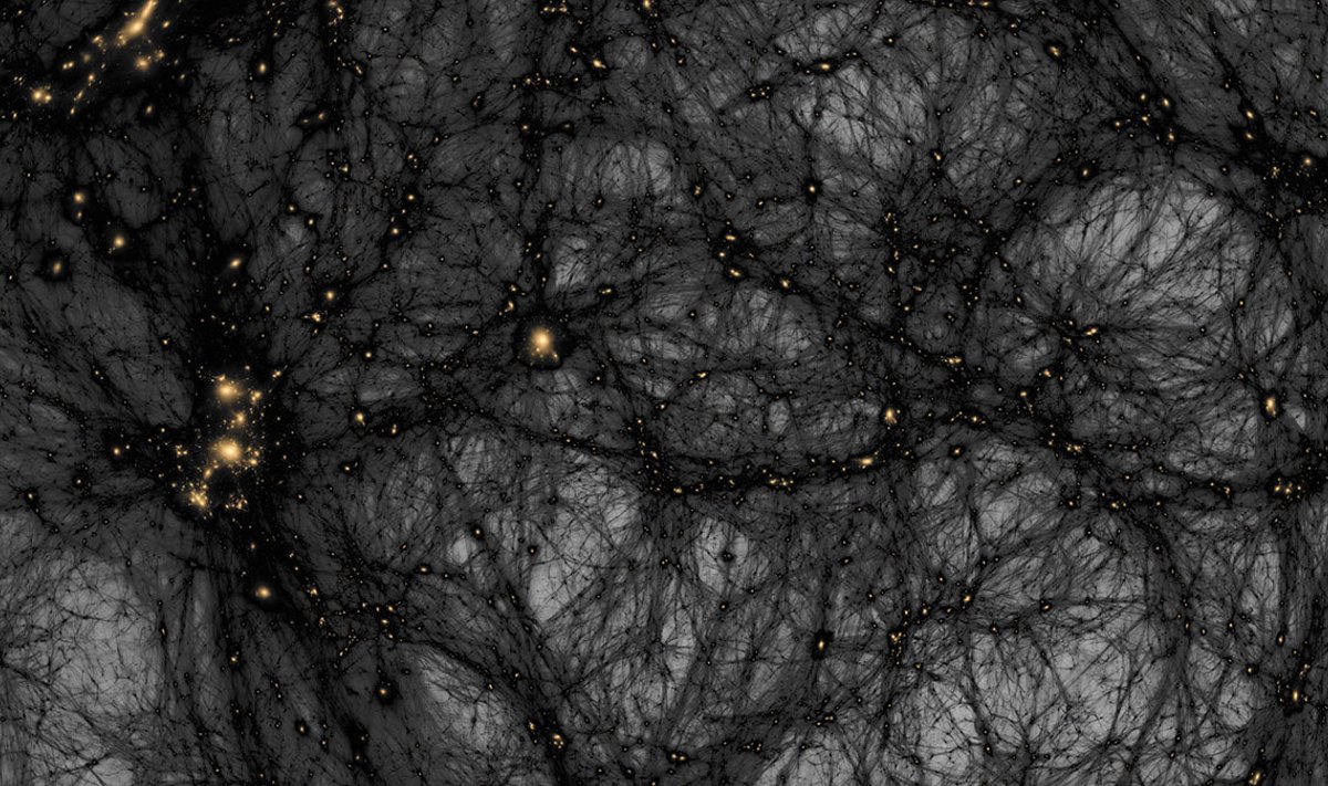 Tumeaine simulaatoris loodud universumis (Foto: Tom Abel & Ralf Kaehler / KIPAC / SLAC / AMNH)