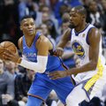 VIDEO | Thunder surus Warriorsi põlvili, Durant ja Westbrook olid tõuklemisele lähedal