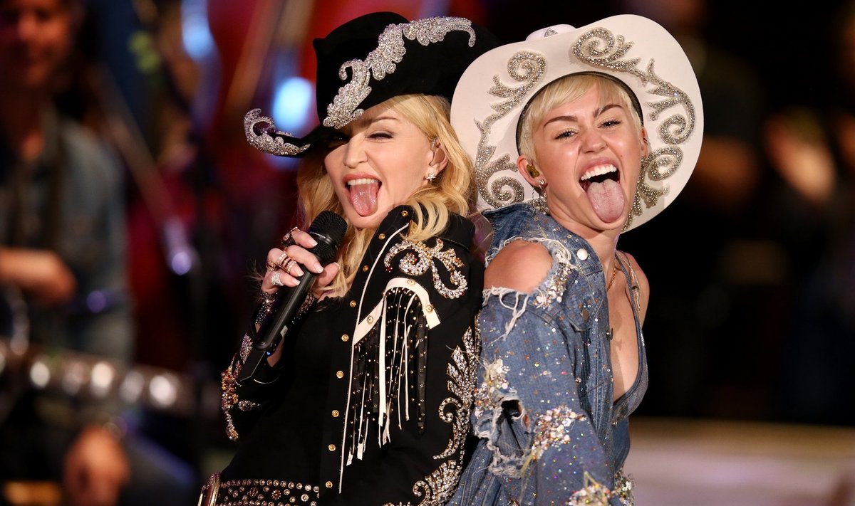 Madonna ja Miley Cyrus MTV saate salvestusel