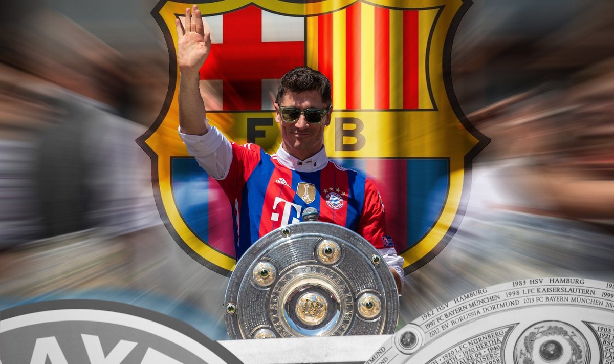 Robert Lewandowski ja Barca logo