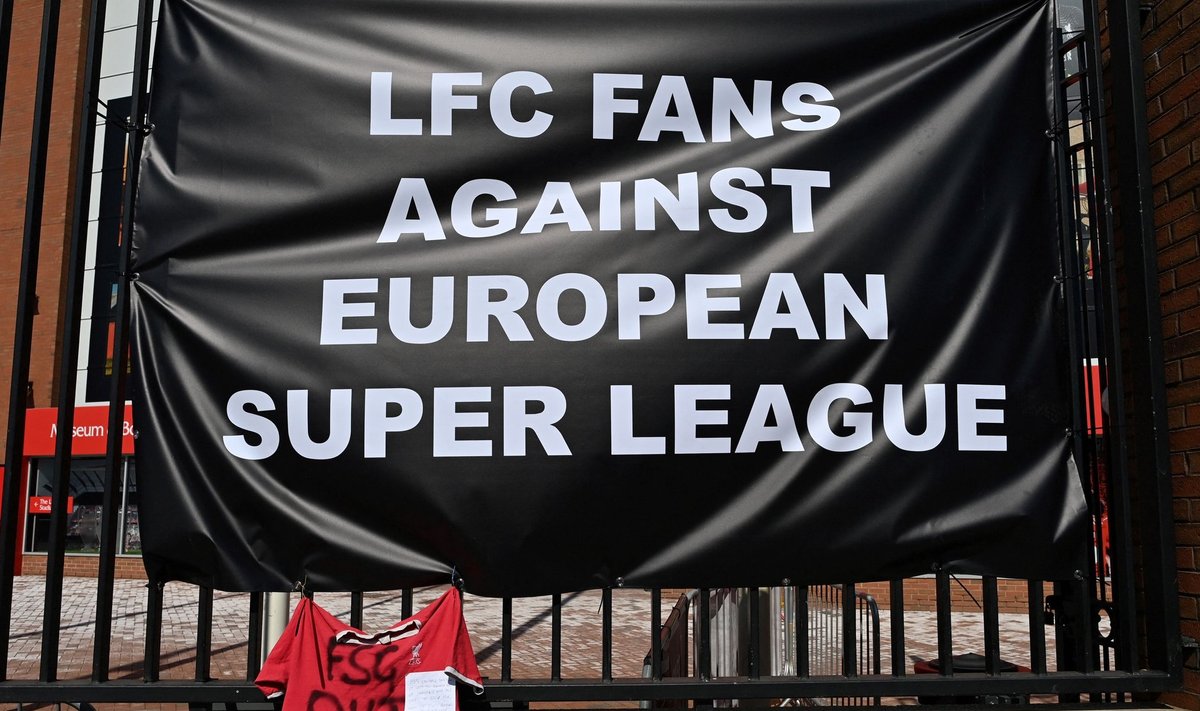 Jalgpallifännid on Superliiga loomise ideele vastu. Teiste seas on protestima asunud ka Liverpooli toetajad.