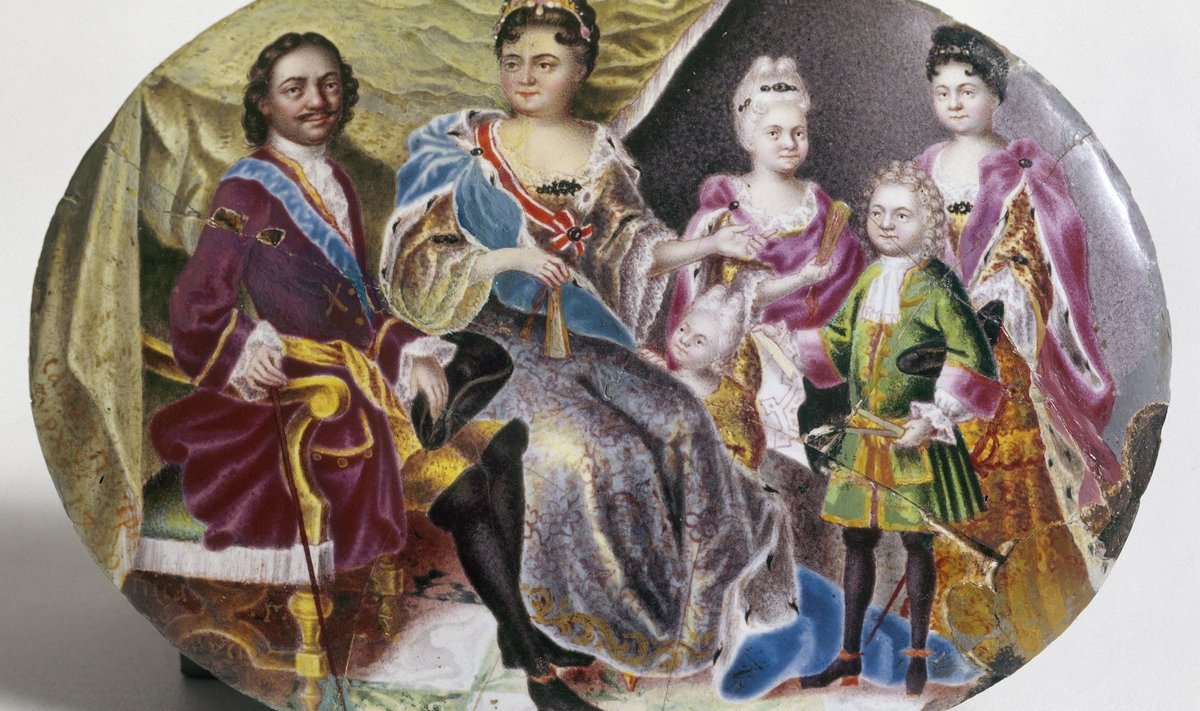 Venemaa tsaar Peeter I (1672–1725) koos oma teise naise Katariina I (1684–1727) ja lastega 1720. aastal