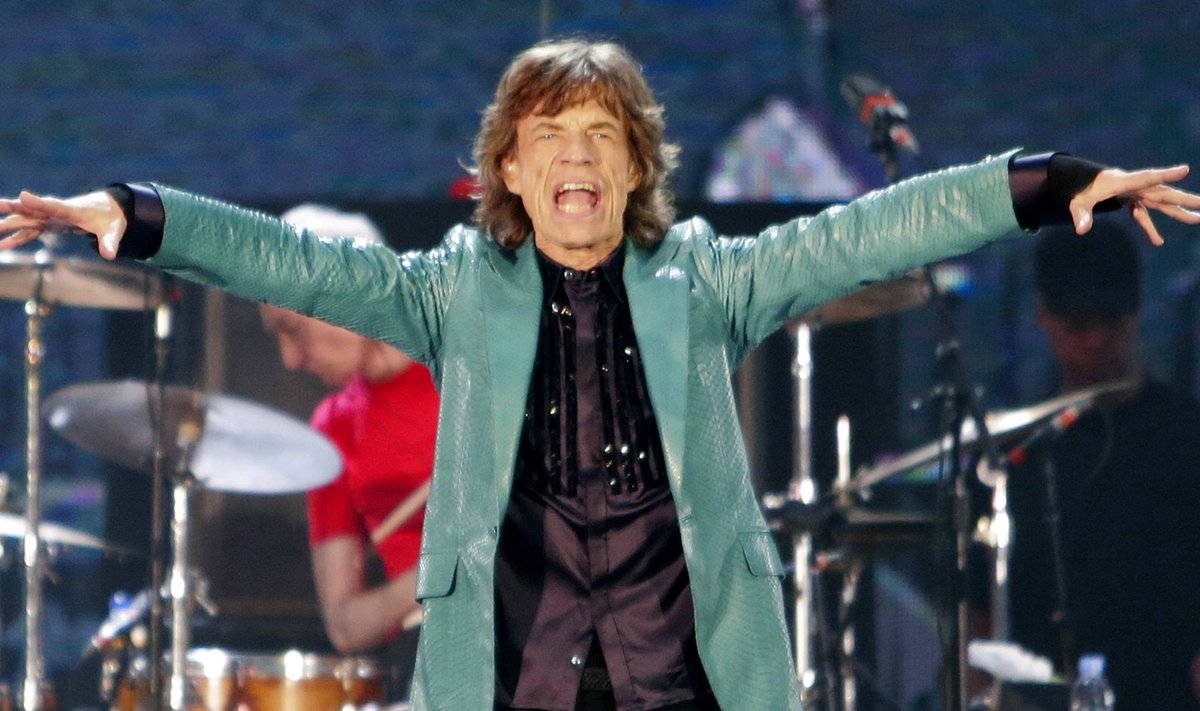 Mick Jagger of the Rolling Stones performs during their 14 on Fire concert in Singapore