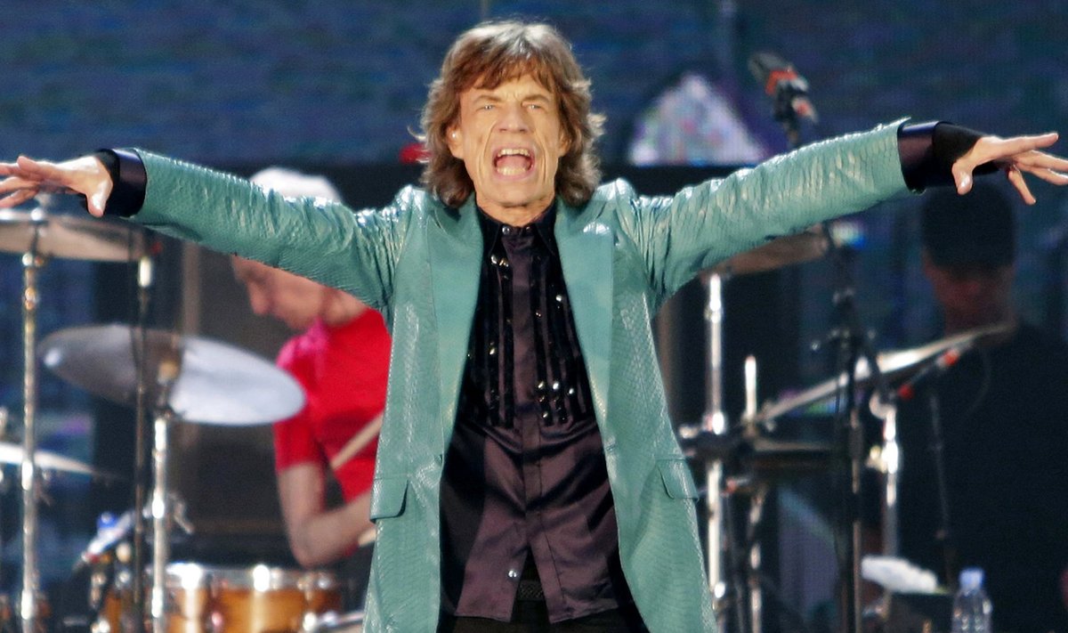 Mick Jagger of the Rolling Stones performs during their 14 on Fire concert in Singapore