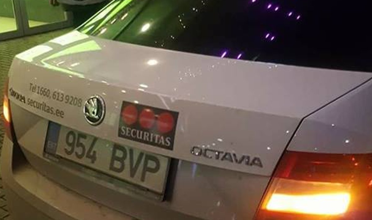 Turvafirma Securitas auto, mille juht jalakäijatele ohtliku manöövri sooritas