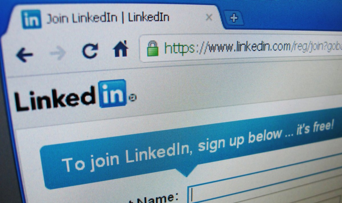 The sign up page of Linkedin.com is seen in Singapore