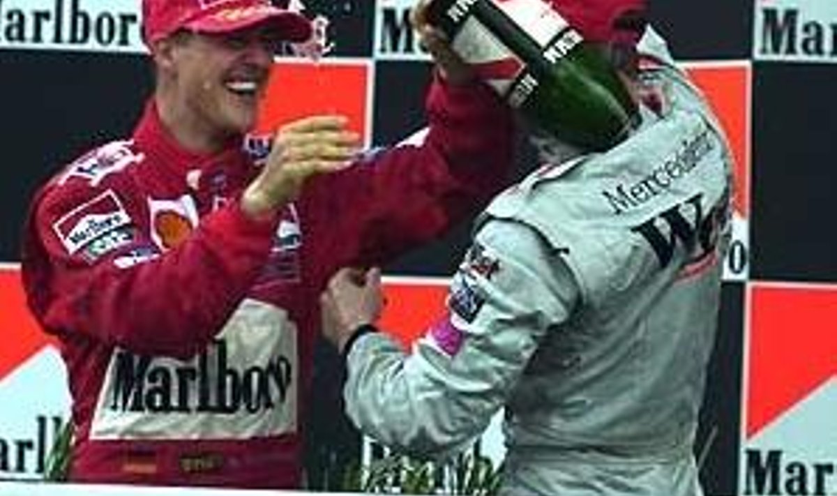 Coulthard ja Schumacher Brasiilia GP-l