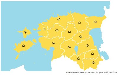 Homseks on äikesehoiatus antud kogu Eestile.