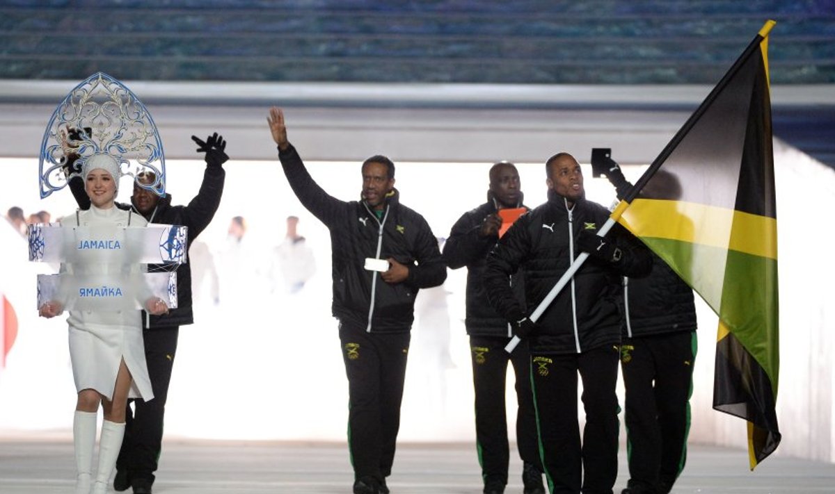 Jamaika bobikelgutajad Sotši olümpia avatseremoonial.