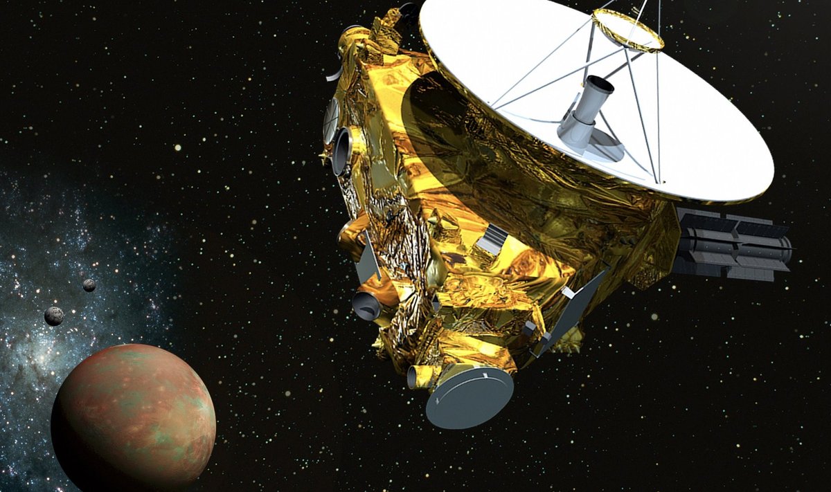 Kunstniku vaade kosmosesond New Horizonsist. Fotot ei ole sellest kosmoses võimalik teha.