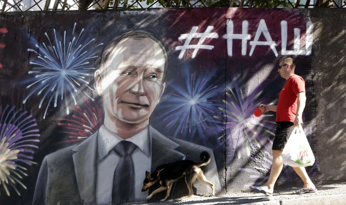 Putinit kujutav seinamaaling Jaltas
