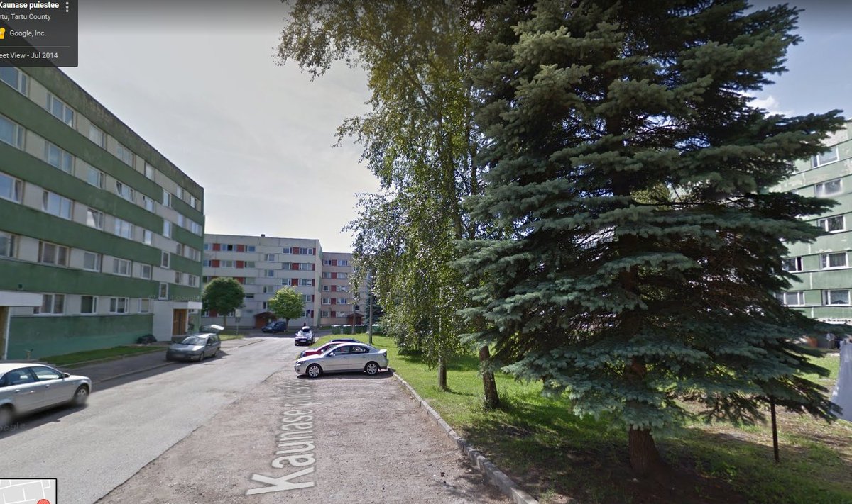 Tartu, Kaunase pst 6 juures (Google Street View ekraanitõmmis)