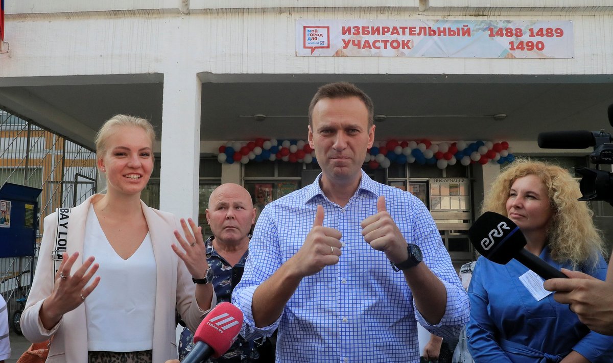 Aleksei Navalnõi täna Moskvas kohalikel valimistel.
