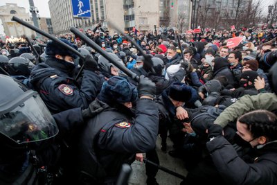 JAANUAR 2021: Võimude kokkupõrge meelavaldajatega Moskvas toimunud meeleavaldusel Aleksei Navalnõi toetuseks.
