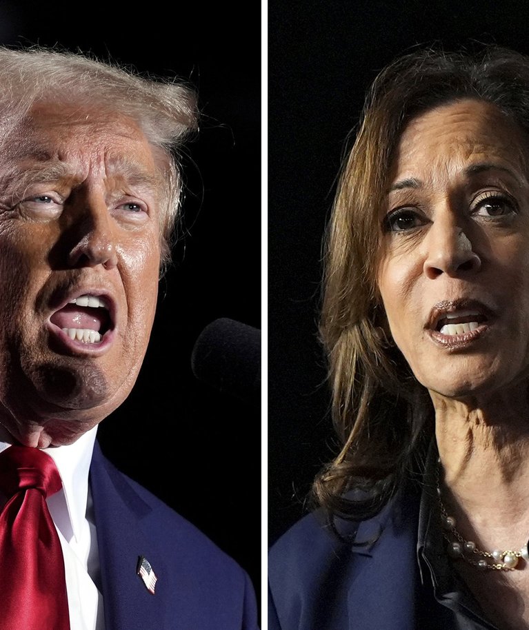 Kõik käib ümber võtmeosariikide. Vasakul Donald Trump 18. oktoobril Michiganis, paremal Kamala Harris 17. oktoobril Wisconsinis