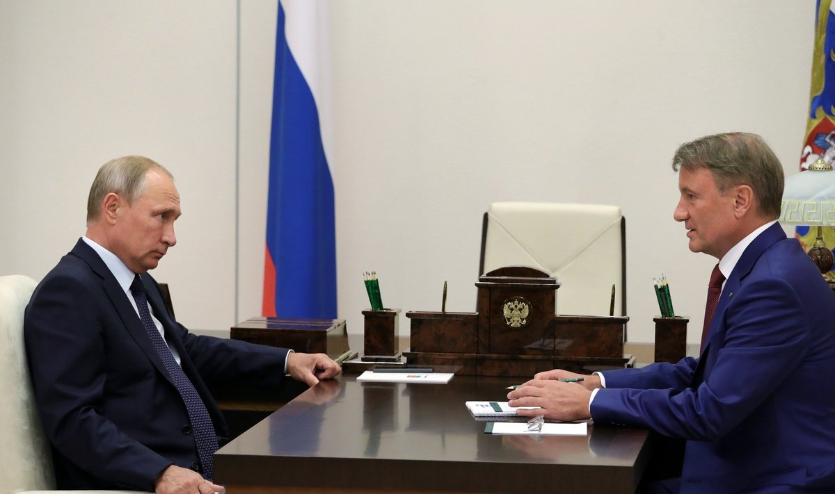 Venemaa president Vladimir Putin ja Sberbanki juht German Gref.