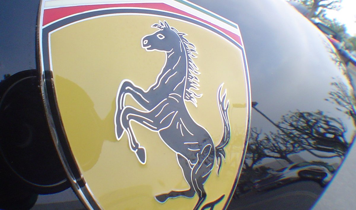 Illustreerival eesmärgil: Ferrari logo nn kalasilma-objektiiviga pildistatuna. (Foto: Wikimedia Commons / Axion23)